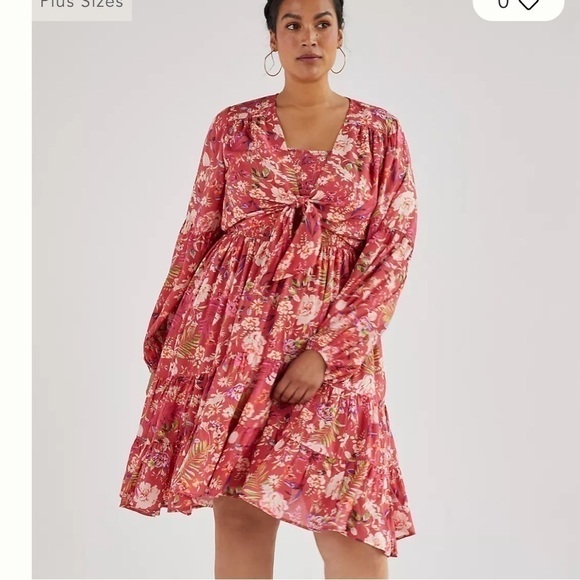 Anthropologie floral tied cover up/top size 2X - Picture 2 of 6